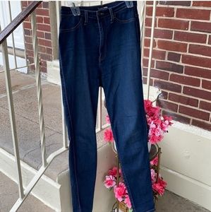 Fashion Nova Dark Blue Wash High-Waisted Skinny Jeans, Size 13 (W30)